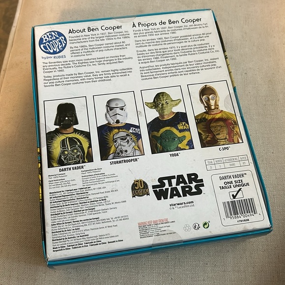 NEW 50th Anniv. Star Wars DARTH VADER Ben Cooper Halloween Mask Costume Adult - Picture 5 of 5